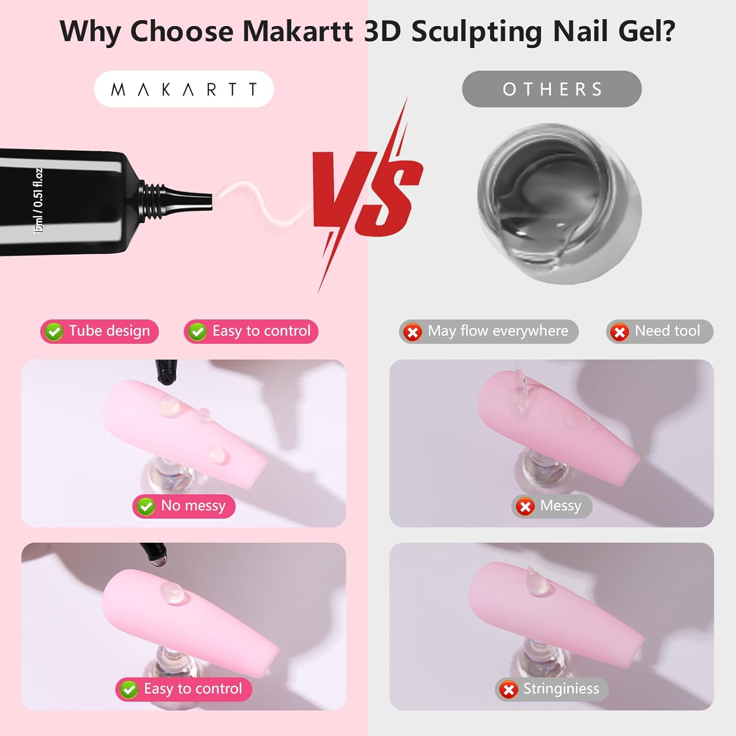 Makartt 3D Gel Nail Art with Gold Chrome Nail Powder Kit: Clear Molding Gel for Nail Art 15g Sculpting Glue Polish and Metallic Effect Mirror Powder Set for Nail Decoration Manicure Charms-Velvo Beauty