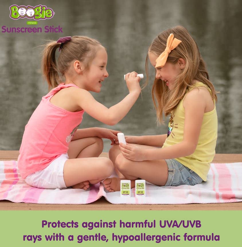 Baby Sunscreen Stick by Boogie Block, Mineral Sunscreen SPF 50, FSA/HSA Eligible, Travel Size Sunblock for Kids, Zinc Oxide, Water Resistant, Vegan, Fragrance Free Pack of 2-Velvo Beauty