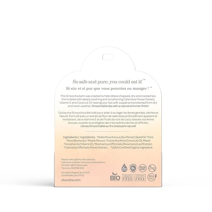 ORGANIC SMOOCHA ORGANIC LIP BALM Peach-Velvo Beauty