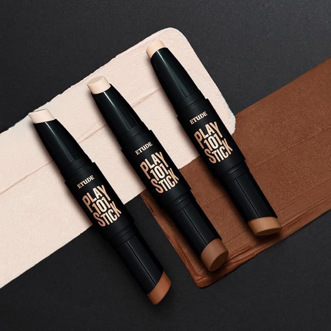 ETUDE Play 101 Stick Contour Duo #2(21AD) | Creamy Shading and Highlighter Duo for Easy Contouring Makeup | Kbeauty-Velvo Beauty