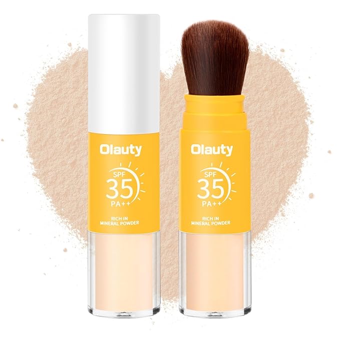 Mineral Sunscreen Setting Powder, Mineral Brush Setting Face Powder Makeup SPF 35 PA Oil Control Natural Matte Finish, Lightweight Breathable Concealer Brush Powder (Medium, 8g)-Velvo Beauty