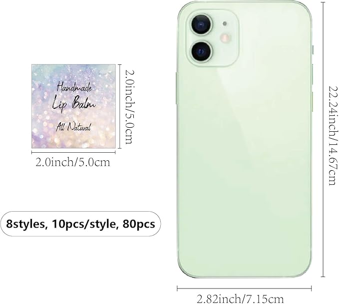 CRASPIRE 80Pcs 8 Styles Lip Balm Sticker Flash Background Self-Adhesive Homemade Lip Balm Labels Vintage Square DIY Label Stickers for Lip Balm Containers Cosmetics Lipsticks-Velvo Beauty