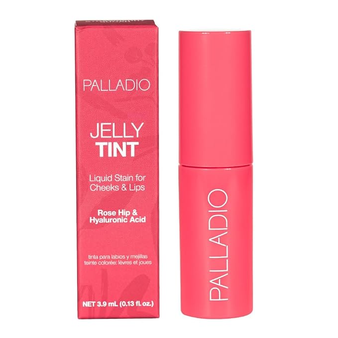 Palladio Jelly Tint, Liquid Stain for Cheeks & Lips, Vivid Color Lip Stain, Lightweight Non-Sticky and Transfer-proof, Natural Finish Makeup, Strawberry Sugar-Velvo Beauty