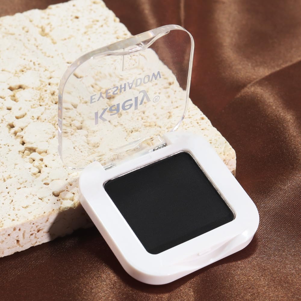 Matte Single Eye Shadow Palette Makeup, Deep Dark Black Monochrome Eyeshadow For Old Women, Mini Single Pressed Pigmented Waterproof Sombras Para Ojos, Vegan, Talc, Paraben&Cruelty Free, 04-Velvo Beauty