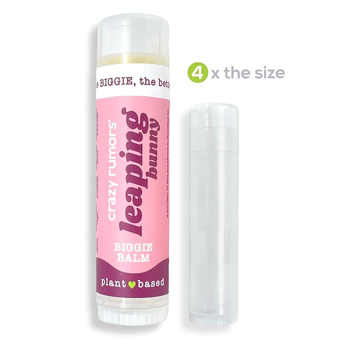 Crazy Rumors Biggie Leaping Bunny Flavored All Natural, Plant Based Lip Balm to Moisturize and Nourish your Lips - Leaping Bunny tube 0.6 oz (4x Larger than standard 0.15 oz lip balm)-Velvo Beauty