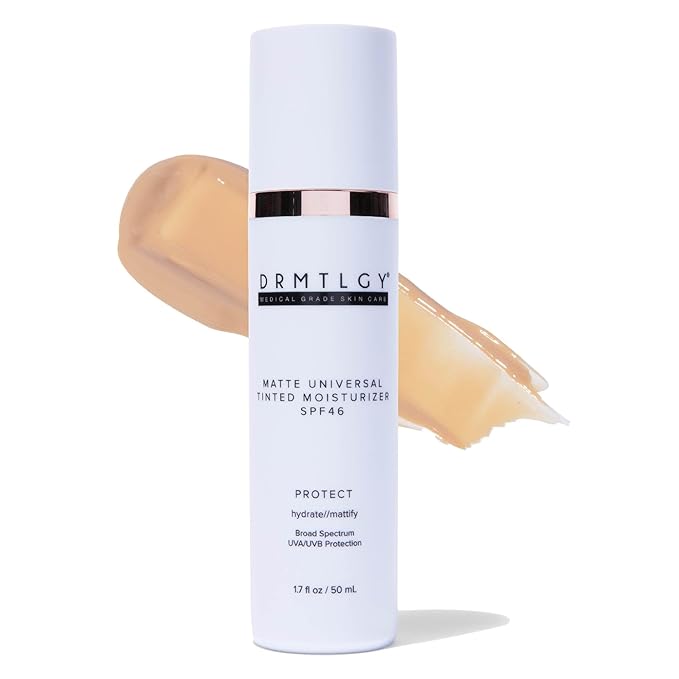 DRMTLGY Matte Universal Tinted Moisturizer with SPF 46. Universal Tint. All-In-One Light Matte Coverage Tinted Face Sunscreen with Broad Spectrum Protection Against UVA and UVB Rays. 1.7 oz-Velvo Beauty