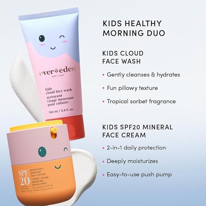 Evereden Kids Face Cream, 1.7 oz. | Fragrance-Free and Kids Face Lotion with SPF 20 | Clean and Non-Toxic Face Moisturizer | Multi-Vitamin Skin Care | FSA Eligible-Velvo Beauty