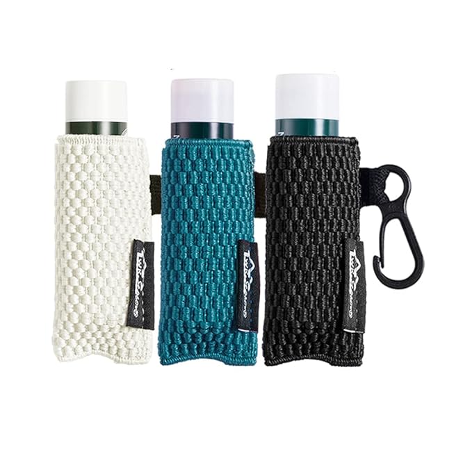 WKieason Lip Balm Holder Sleeve with Keychain Lipstick Sleeve Holder Tight-knit Elastic Holder (Black/blue/beige)-Velvo Beauty