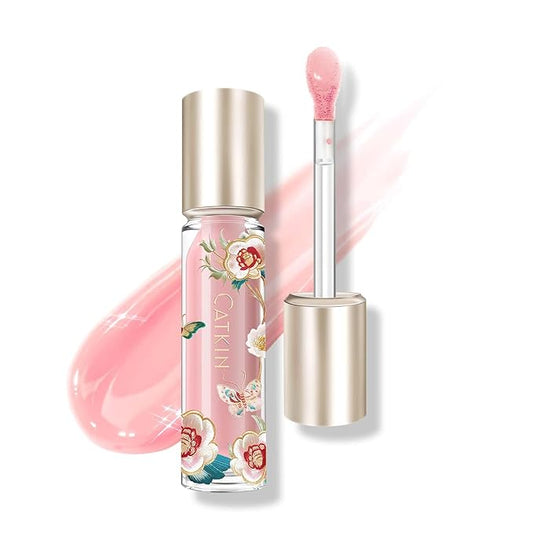 Catkin Lip Plumper Gloss, Tinted Lip Serum with Hyaluronic Acid & Jojoba Oil, Non-sticky Volumizing Hydrating Formula for a High Shine Maximum 3D Look, Plump & Soft Lips 0.12 Fl Oz - C06 Peach Jade-Velvo Beauty