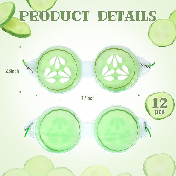 12 Pcs Cucumber Eye Pads Gel Eye Masks Cooling Heating Eye Pads Spa Party Favors Sleepover Party Slumber Party Supplies-Velvo Beauty