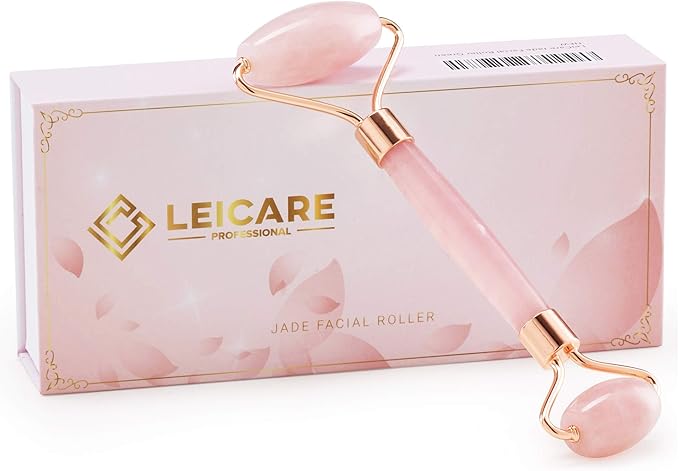 Jade Roller for Face - Rose Quartz Face Roller Skin Care - Stone Facial Roller, Face Massager for Women, Relieve Stress, Remove Wrinkles Eye Puffiness-Velvo Beauty