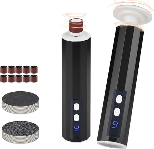 Electric Foot Callus Remover, Electric Foot File Speed Adjustment & Direction of Rotation Controller, Pedicure Tools for Feet with 20Pcs Replacement Sandpaper and 10Pcs Barrel Sandpaper-Velvo Beauty
