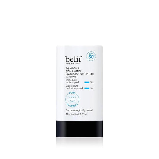 belif Aqua Bomb Niacinamide Sunscreen Stick SPF 50+ PA++++ – Korean Sunstick for Face with Hyaluronic Acid, No White Cast, Lightweight Velvet Finish, Daily UV Protection, Semi-Matte Glow, 0.63 oz-Velvo Beauty