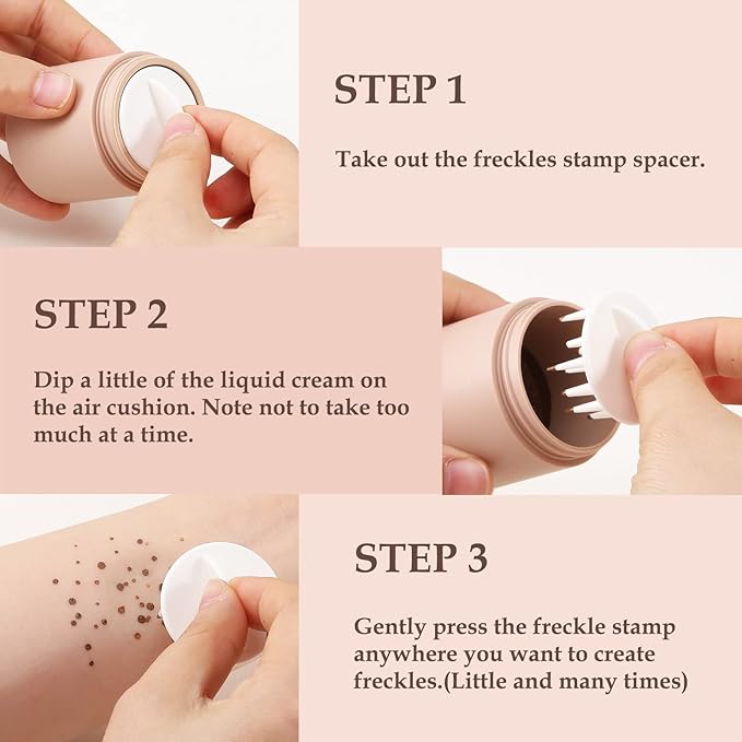 Boobeen Freckle Stamp Face Freckles Air Cushion Liquid Freckle Makeup Stamp Waterproof Fake Freckle Pen Long Lasting Quick Dry Small Spot Freckle Makeup, Create Natural Freckles Makeup-Velvo Beauty