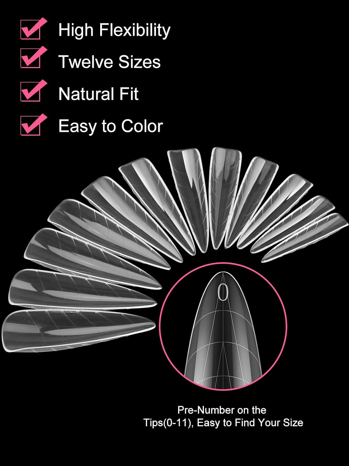 Nail Dual Forms for Poly Nail Gel EBANKU 120Pcs Stiletto Extension Gel Nail Molds Clear Acrylic Nail Tips, Full Cover Reusable Nail Forms for Builder Nail Gel Nail Art Design Salon&DIY-Velvo Beauty