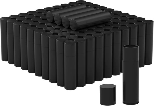 Empty Lip Balm Tubes for DIY Lipstick with Leak-proof Caps, 100-Pack Lip Balm Containers BPA Free, Black-Velvo Beauty