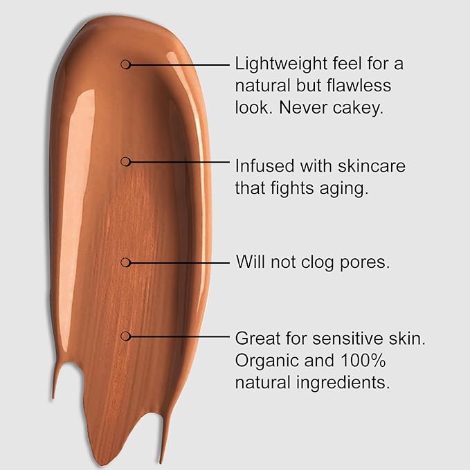 Organic Aloe-Based LUX Liquid Foundation, Natural Vegan Gluten-Free Made in USA, Espresso-Velvo Beauty