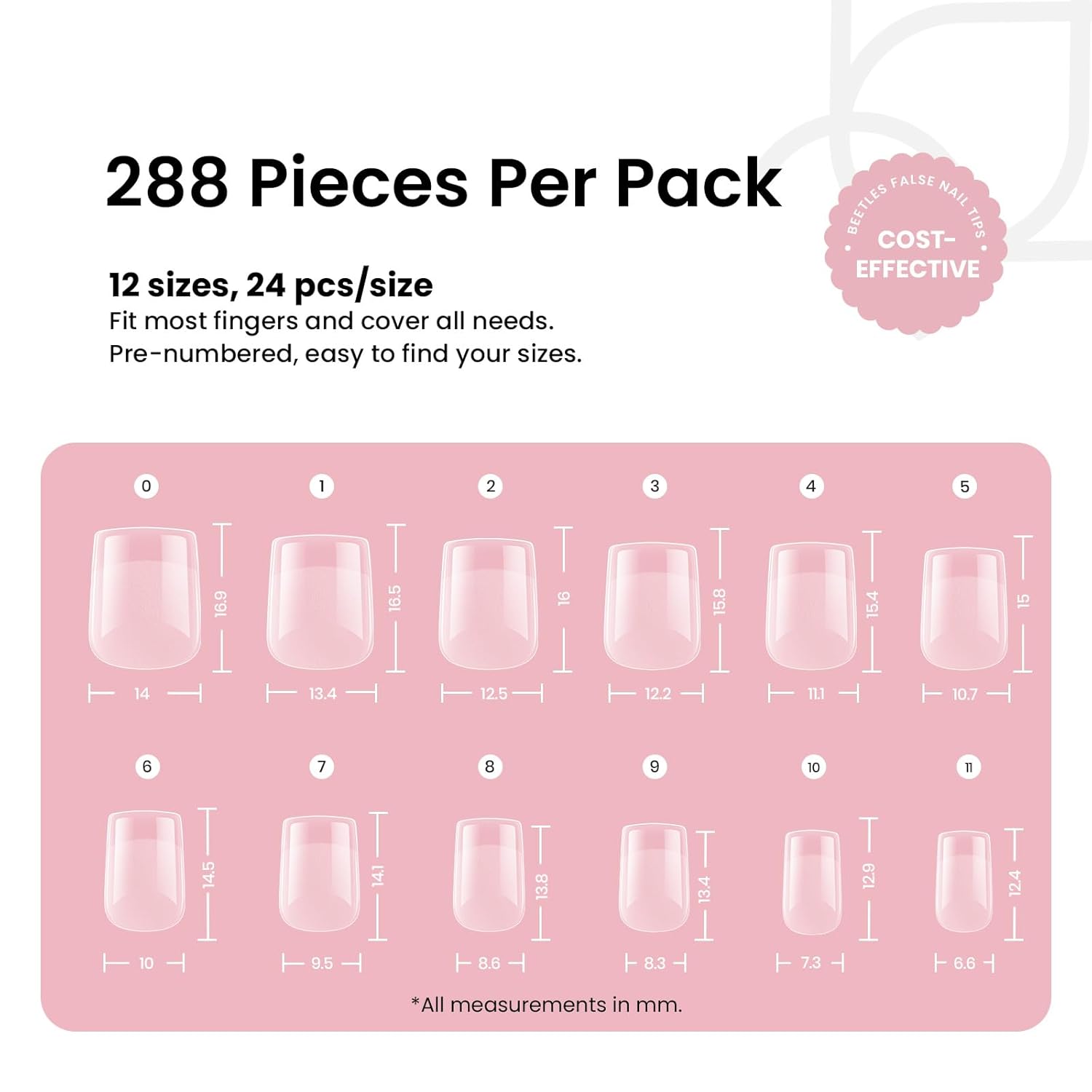 Beetles Gel Nail Tips 288Pcs Extra Short Square Etch-X Fake Nails Half Matte Press on Nail Tips Full Cover Nail Tips Gel Nail Polish Extensions Set Gifts for women-Velvo Beauty