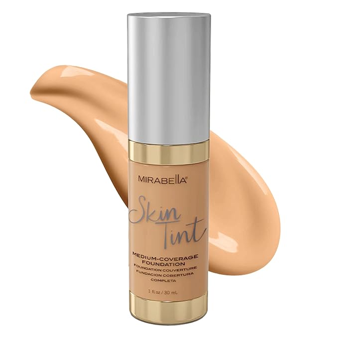 Mirabella Skin Tint Creme Liquid Foundation Makeup, Oil-Free Mineral Foundation for Medium Coverage - w/Hyaluronic Acid, Squalane, & Allantoin for All Skin Types - IIN Neutral-Velvo Beauty