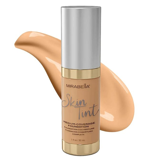 Mirabella Skin Tint Creme Liquid Foundation Makeup, Oil-Free Mineral Foundation for Medium Coverage - w/Hyaluronic Acid, Squalane, & Allantoin for All Skin Types - IIN Neutral-Velvo Beauty