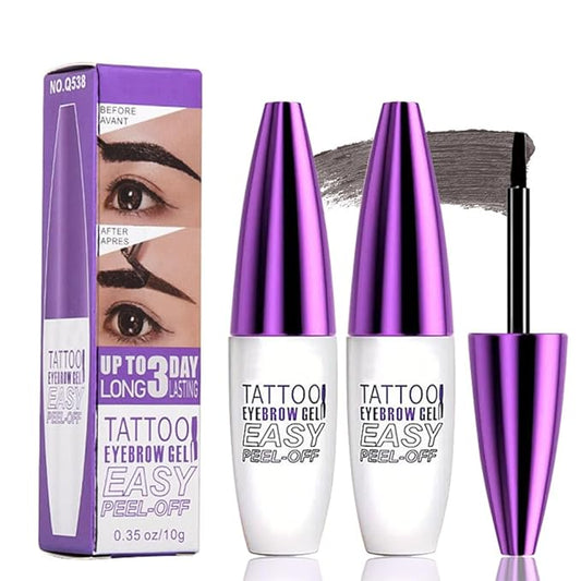 2Pcs Gray Brown Peel Off Brow Tint Gel - Waterproof & Sweatproof Tattoo Effect, Transfer-Resistant Multi-Day Wear, All Skin Types Mother’s Day Gift Set-Velvo Beauty