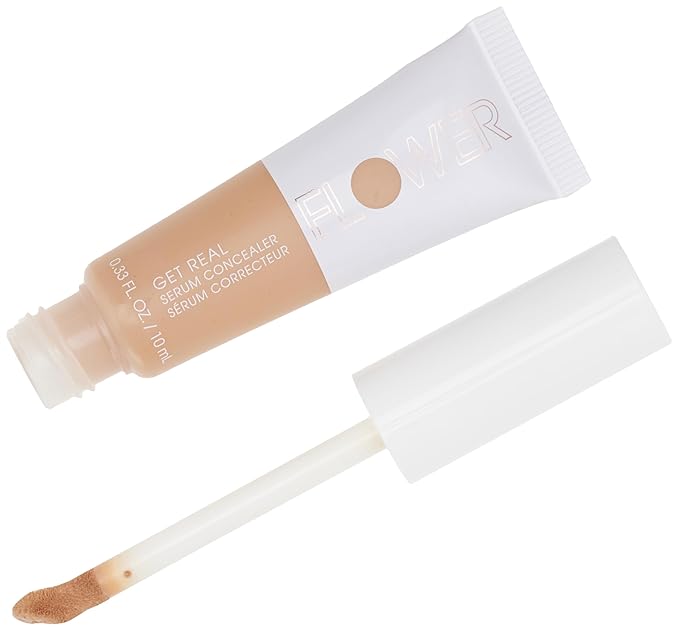 FLOWER BEAUTY By Drew Barrymore Get Real Serum Concealer - Brightens Skin + Blurs Blemishes - Hydrating Serum- Medium Honey-Velvo Beauty