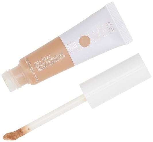 FLOWER BEAUTY By Drew Barrymore Get Real Serum Concealer - Brightens Skin + Blurs Blemishes - Hydrating Serum- Medium Honey-Velvo Beauty