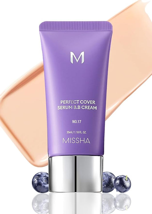 MISSHA M PERFECT COVER SERUM BB CREAM No.17 Fair- Fair with Cool Undertone, BB Cream by Cardi B Pick, Skin Tint, Tinted Moisturizer, Skin Care Foundation Makeup, Korean Makeup,1.18 Fl oz-Velvo Beauty