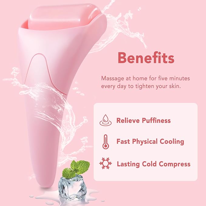 huefull Ice Roller for Face Women, Skin Care Set & Ice Face Roller，Self Care Gifts for Women,Reduces Puffiness and Wrinkle, Facial Massager Tool & Spa Pink Gifts-Velvo Beauty