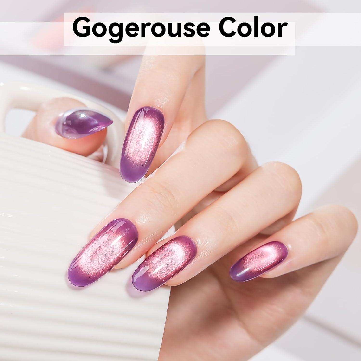 Purple Cat Eye Gel Nail Polish - Glass CatEye Polish Holographic Mooncat Gel Polish with Magnet Stick Long-Lasting UV/LED Soak Off Home DIY Manicure-Velvo Beauty