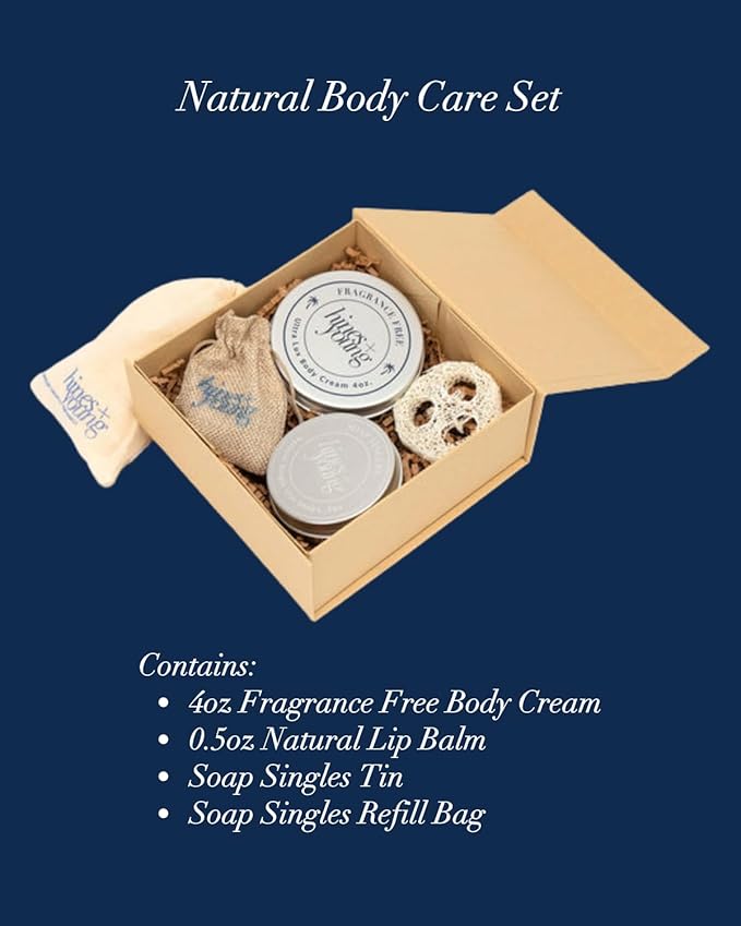 Hines+Young Natural Body Care Set - Contains our Fragrance Free Body Cream, Natural Lip Balm, Soap Singles Tin & Soap Refill Tin, Hydrate & Refresh, Natural Ingredients, Ideal Gift Set-Velvo Beauty