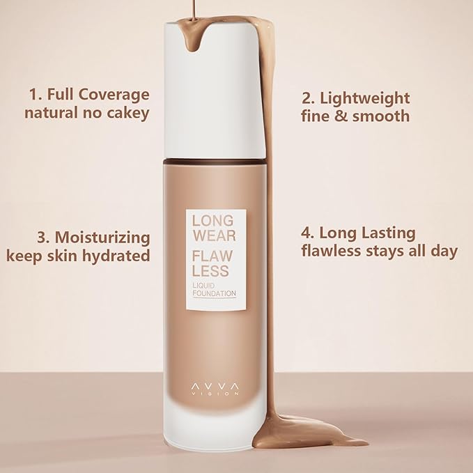 Liquid Foundation Makeup Natural True Skin Tone Full Coverage Concealer Flawless Complexion Blendable Longwear, 104, 1 fl. oz.-Velvo Beauty