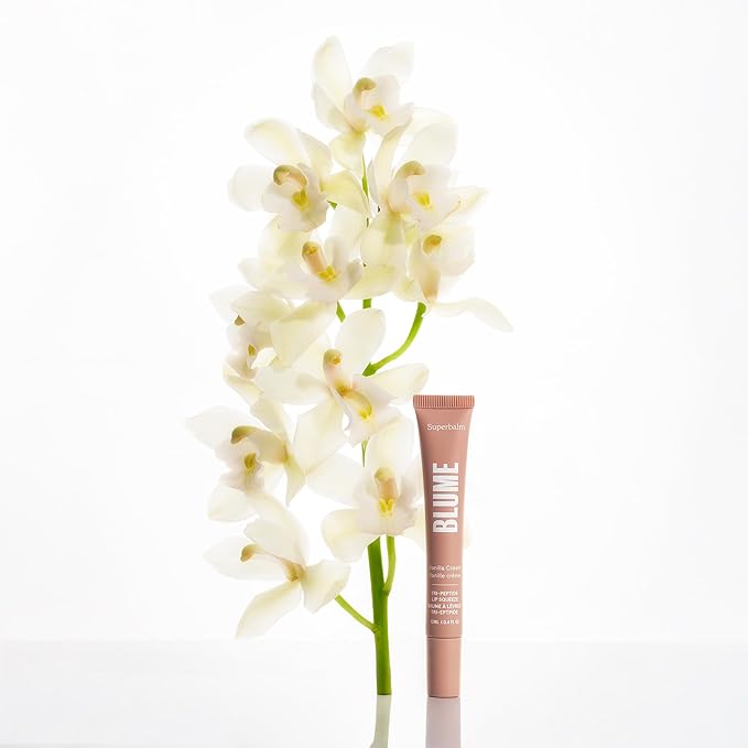 Blume Tri-Peptide Vanilla Lip Balm - Superbalm Lip Moisturizer with Shea Butter and Squalane to Deeply Hydrate & Heal Dry, Cracked Lips - Cruelty Free & Vegan Lip Plumper (0.4 Fl Oz)-Velvo Beauty