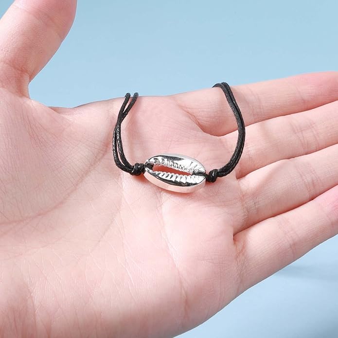 Boho Layered Suede Choker Necklace Black Leather Shell Necklace Silver Sea Shell Necklace Short Minimalist Collar Necklace Chain Jewelry for Women Beach Lover Gifts-Velvo Beauty