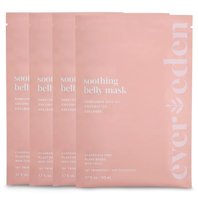 Evereden Soothing Belly Mask - 4 Belly Masks for Pregnant Women 2nd & 3rd Trimester - Hydrating, Nourishing, & Soothing Pregnancy Skin Care Belly Masks - Clean & Vegan Pregnancy & Maternity Products-Velvo Beauty