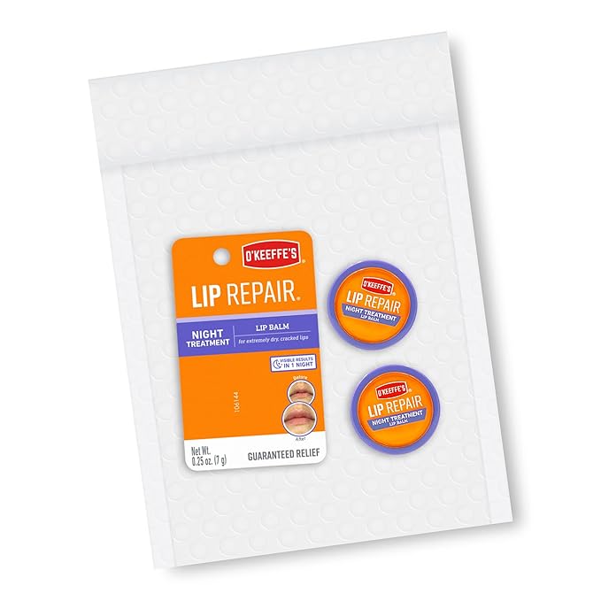 O'Keeffe's Lip Repair Night Treatment Lip Balm, 0.25 Ounce Jar, (Pack of 2)-Velvo Beauty
