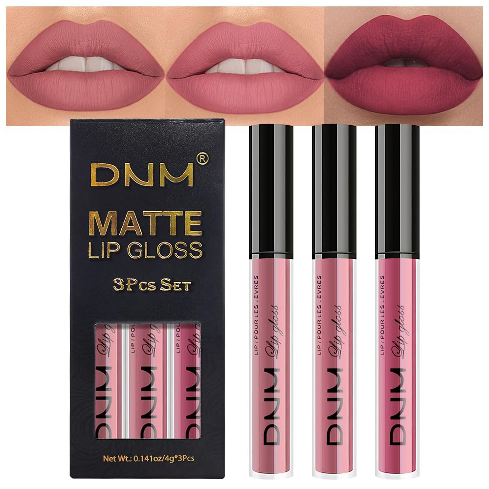 evpct 3Pcs Light Neutral Mauve Matte Liquid Lipstick Lip Stain Sets for Women, Matte Lipstick Long Lasting Waterproof Permanent 24 Hours original, Magic Lip Sticks Pack for Halloween Daily Makeup-Velvo Beauty