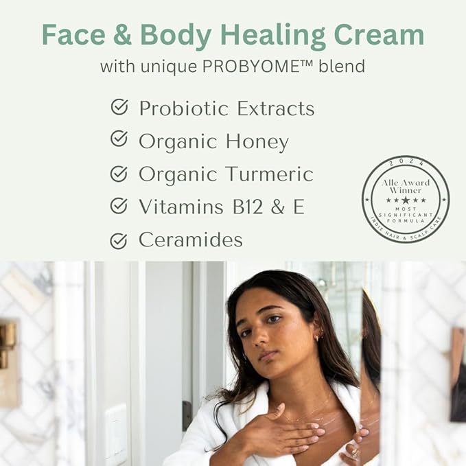 Yobee Body & Face Moisturizing Cream for Dry, Sensitive Skin | Probiotic extracts, Honey, Turmeric, Vitamin B12, Ceramides, Shea Butter | Fragrance Free | For Kids & Adults (3)-Velvo Beauty