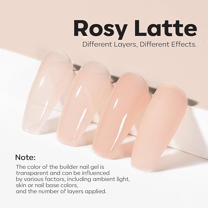 modelones 8-in-One Builder Nail Gel, Neutral Nude Builder for Thickening, LED Lamp Cured Hard Strengthener Extension Color Base Rhinestone Glue Gel Polish in a Bottle for DIY Home Salon-Velvo Beauty