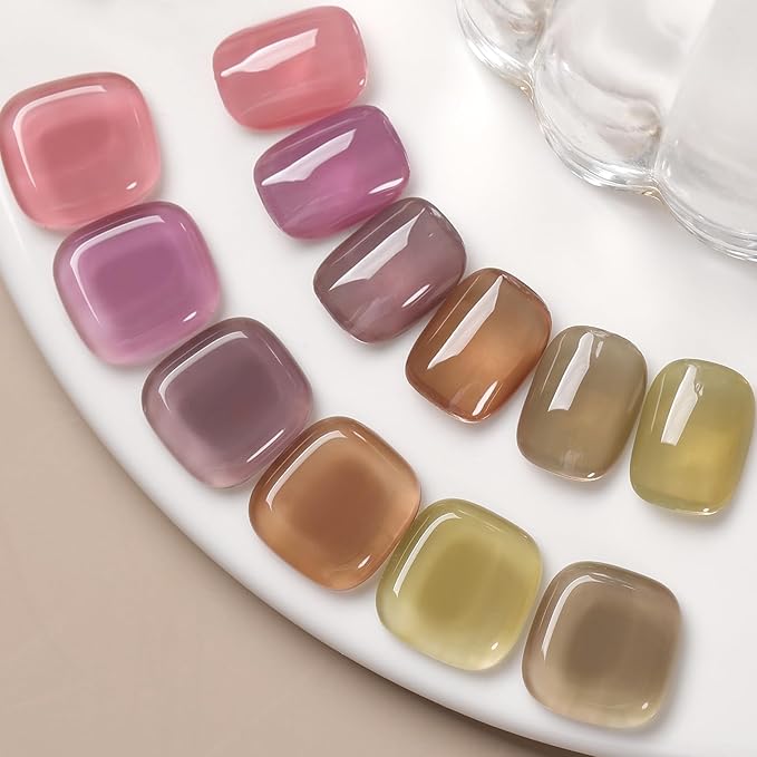 Born Pretty Jelly Gel Nail Polish Milky Jelly Translucent Gel Polish Sheer Red Purple Brown Grey Green Nail Art Varnish Manicure 6PCS-Velvo Beauty
