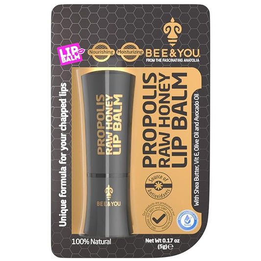 Bee and You 100% Natural Moisturizing Lip Balm, Chapstick, Chapped Lips Treatment Severe, Beeswax with Propolis Extract, Raw Honey, Vitamin E, Shea Butter, Non GMO, Gluten Free, 5g-Velvo Beauty