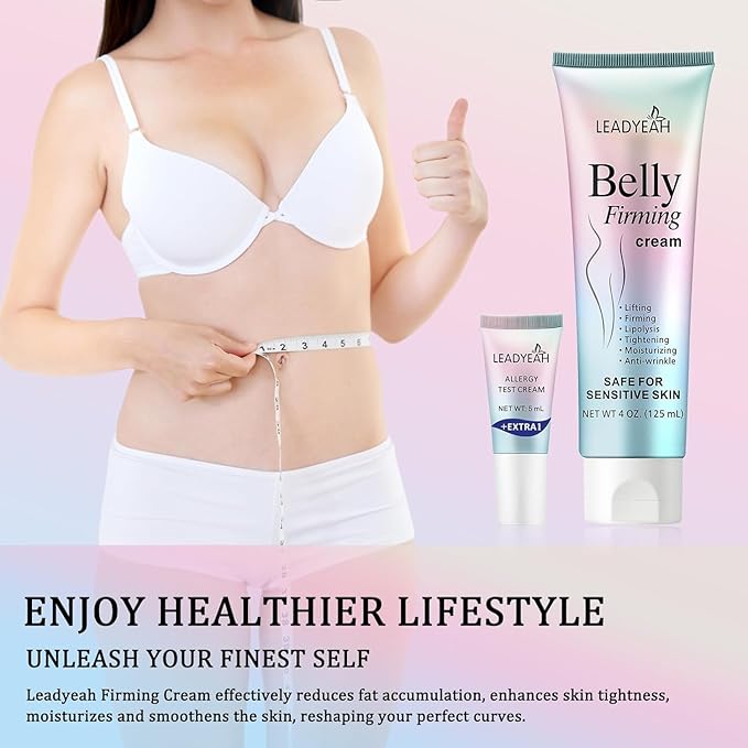 B Flat Belly Firming Cream - Moisturizing, Lifting, Firming for Stomach, Thighs and Butt, Body Lotion gift for Women and Men, 125 ML +5 ML-Velvo Beauty