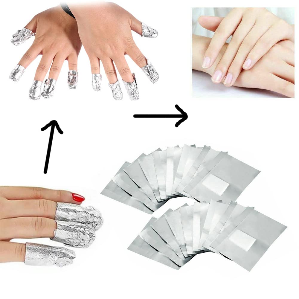 200Pcs Nail Polish Remover Gel Nail Foil Wraps Aluminium Soak Off Foils Cotton Pads Gel Nail Polish Wraps Removal Tool Finger Nail Polish Remover with Lint-Free Lager Cotton Pad-Velvo Beauty