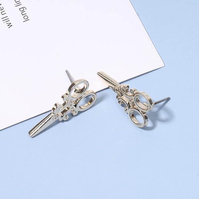 Punk Scissors Stud Earrings Gold Barber Earrings Minimalist Petite Earrings Personalized Earrings for Women and Girls Hair Stylist Gifts-Velvo Beauty