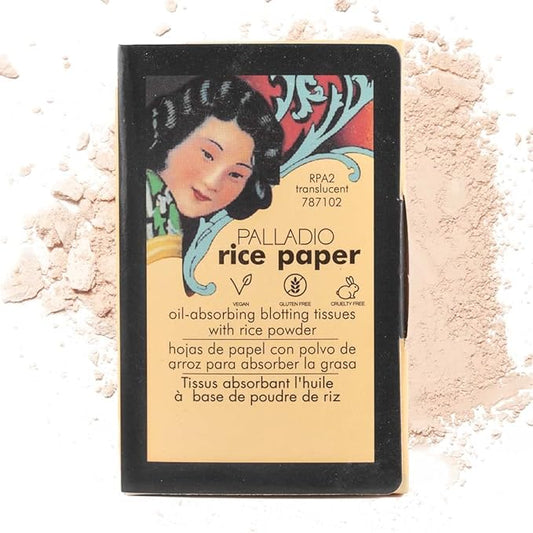 Palladio Rice Paper Facial Tissues for Oily Skin, Face Blotting Sheets Made from Natural Rice, Oil Absorbing Paper with Rice Powder, 2 Sided, Instant Results, Translucent, 40 Count, Pack of 1-Velvo Beauty