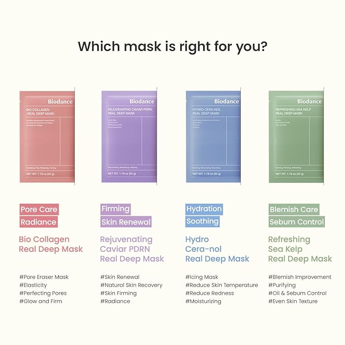 BIODANCE Bio-Collagen Real Deep Mask, Hydrating Overnight Hydrogel Mask, Pore Minimizing, Elasticity Improvement, Korean Skincare | 1.19oz(34g) x 4ea-Velvo Beauty