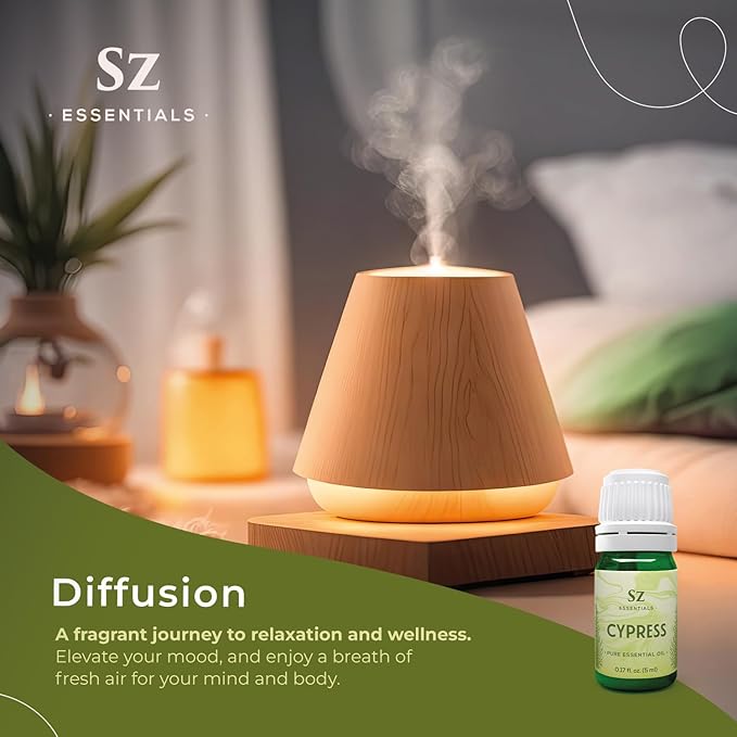 Cypress Essential Oil (Cupressus sempervirens) - 100% Pure & Undiluted - Fresh Crisp & Woody Aroma with Overtones of Earth and Evergreen - Therapeutic Grade and Vegan - 0.17 oz (5ml)-Velvo Beauty