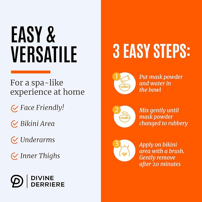 Divine Derriere Vajacial Hydrogel Mask - Premium Modeling Mask with Turmeric & Vitamin C - Deeply Purifying & Super Hydrating Facial and Vajacial Mask, Peel-Off Mask, Hydro jelly Mask Powder Kit-Velvo Beauty