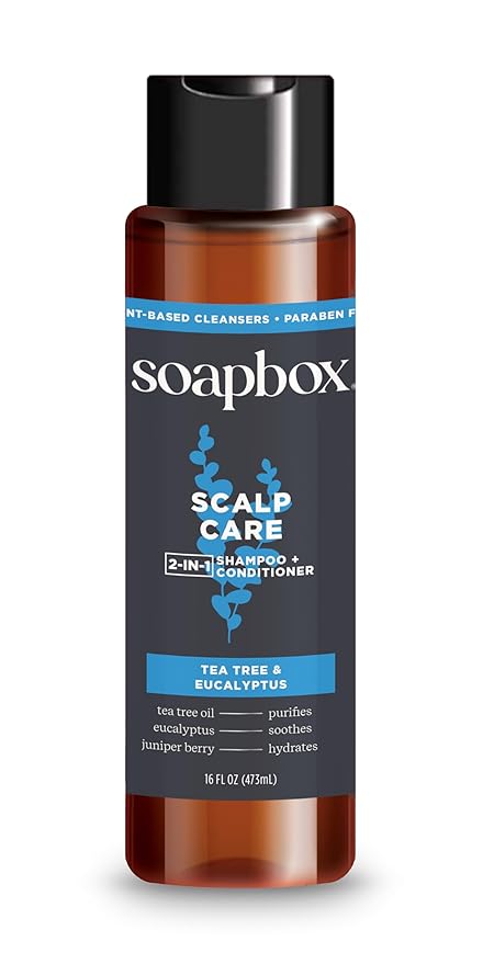 Soapbox Men's Scalp Care 2 in 1 Shampoo and Conditioner For Men, Natural Mens Shampoo and Conditioner, Tea Tree & Eucalyptus, 16oz-Velvo Beauty