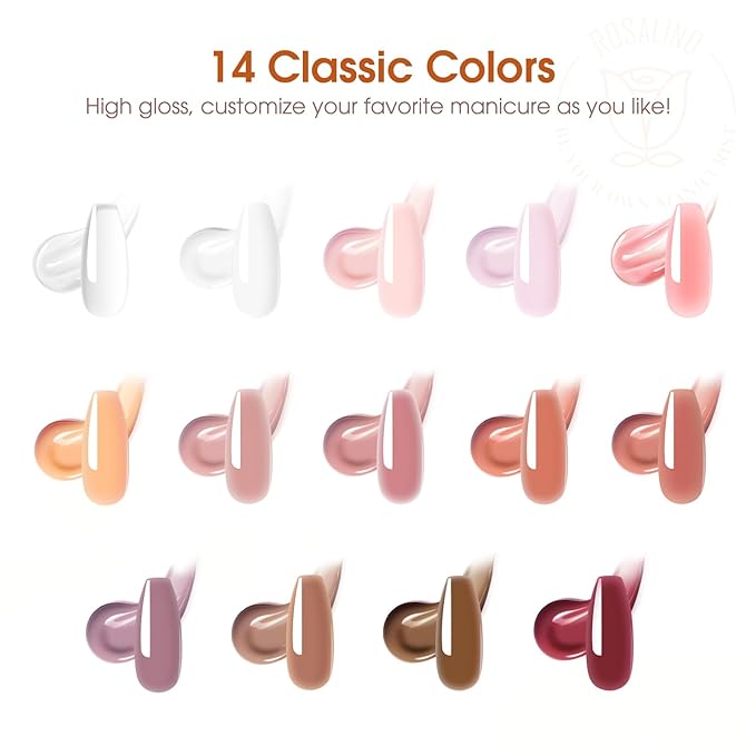 ROSALIND Poly Nail Gel Kit -14 Colors +72 Nail Art Accessories kit Clear Nude Poly Nails Gel Kit Starter Kit with Mini UV Lamp Slip Solution Basic Tools for Beginners with Everything-Velvo Beauty